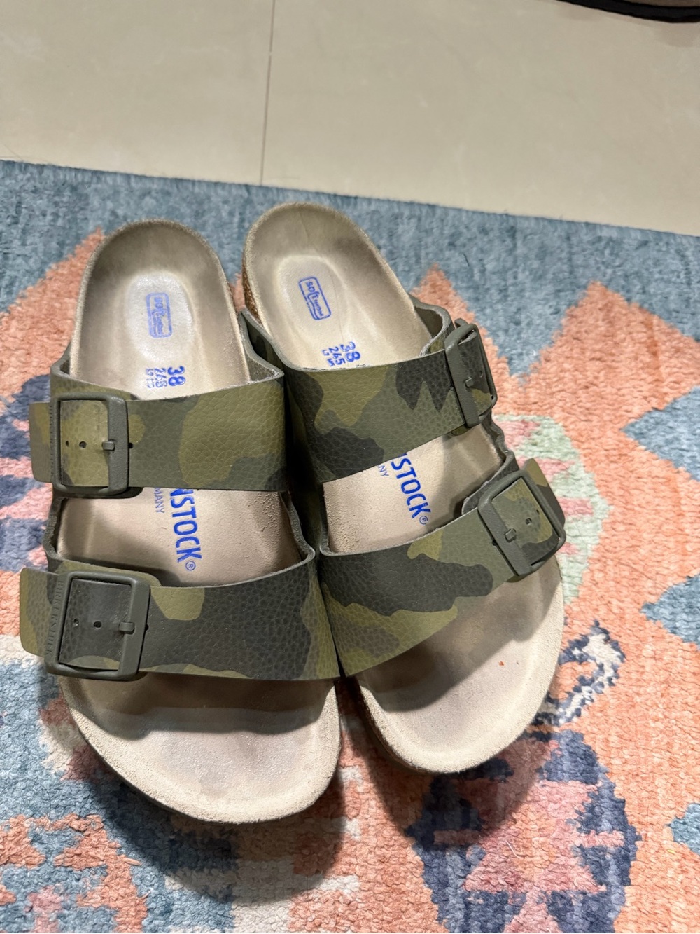 Birkenstock Camo Double-Strap Sandals - Olive Green